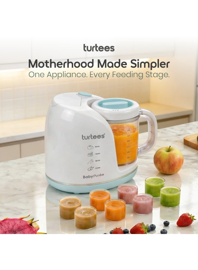 Turtees Baby Food Maker 4-in-1 – Steam, Blend, Chop & Defrost Baby Food Processor | One-Touch Operation | BPA-Free | Homemade Baby Puree Maker for Infants & Toddlers - Image 4